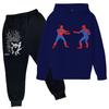 Kids Printed Hoodie and Sweatpants Set Long Sleeve Loose Fit Pullover Outfit for Boys and Girls