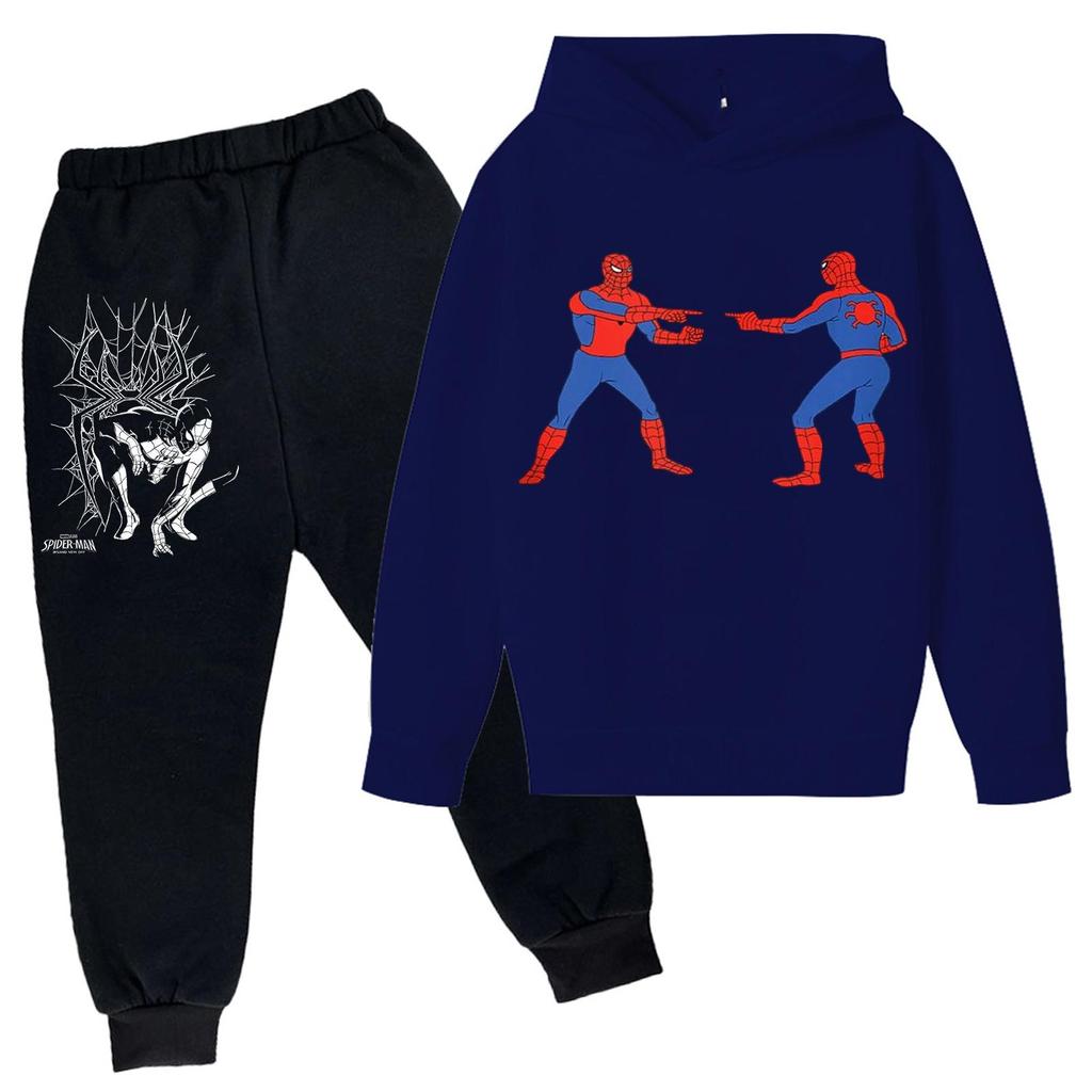 Kids Printed Hoodie and Sweatpants Set Long Sleeve Loose Fit Pullover Outfit for Boys and Girls