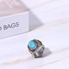 [JEWELRYWE] turquoise ring stainless ring Men's: antique stamp navy eagle Fashionable casual business gothic rider gold - birthday Christmas