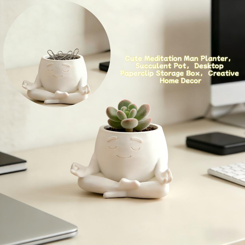 3D Printed Yoga Face Planter White Succulent Pot, Home And Office Desktop Decor Ideal Gift for Plant Lovers