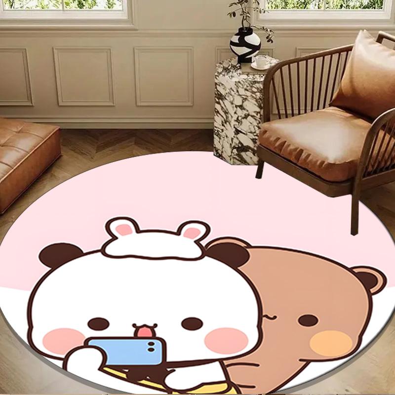 Bobo Dudu In Love Round Rug for Livingroom,Bedroom, Palyroom, Chair Rug, Area rug, Circle Carpet, Large Size Fan Christmas gift