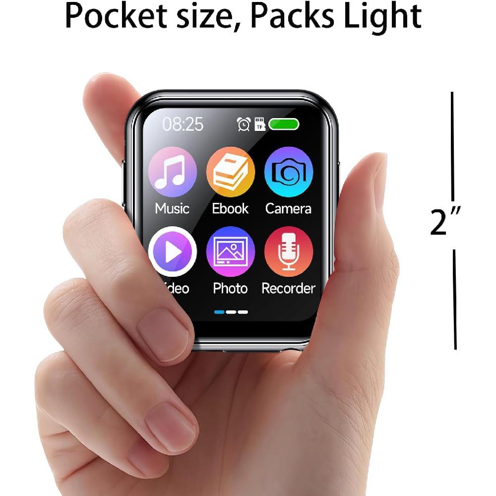 MP3-плеер с TF-картой емкостью 128 ГБ, цифровая камера FHD 720p, Bluetooth 5.4-плеер со звуком без потерь, портативный музыкальный плеер с 2-дюймовым сенсорным экраном и динамиком