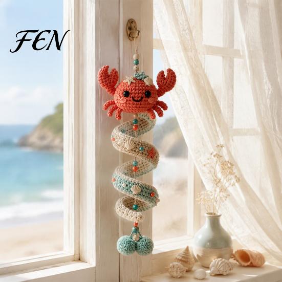 Coastal Style DIY Decor Items Ocean Animal Spiral Crochet Kit, Hanging Ornament Beginner Craft Handmade Gift for Mothers Kit with Yarn And Accessories