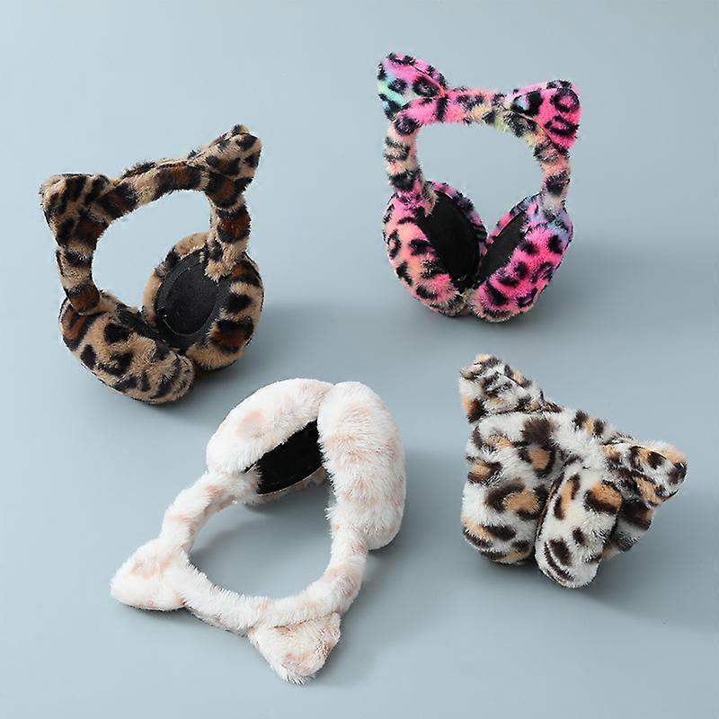 Leopard Cat Autumn Winter Earlap Cute Plush Earmuffs Soft Fur Ear Cover Warm Headphone Skiing Ears Warmer Adult Children Earmuff