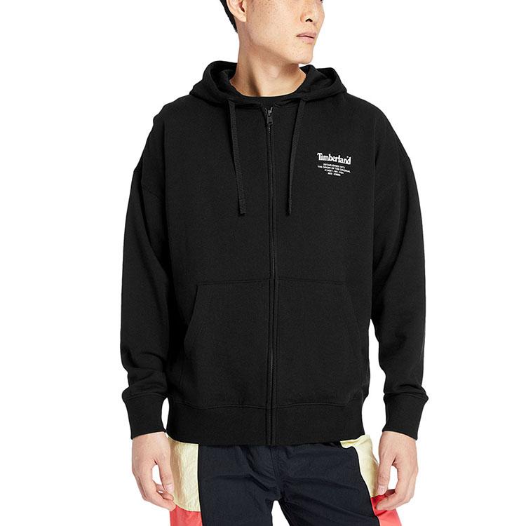 Timberland Sweatshirts Men's Black Hooded Moderate Cardigan A2D72-001
