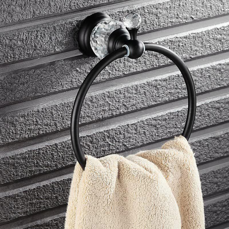 Luxury Crystal Towel Holder Chrome Towel Ring Round Wall Mounted Towel Rack Bar Holder Classic Bathroom Accessories