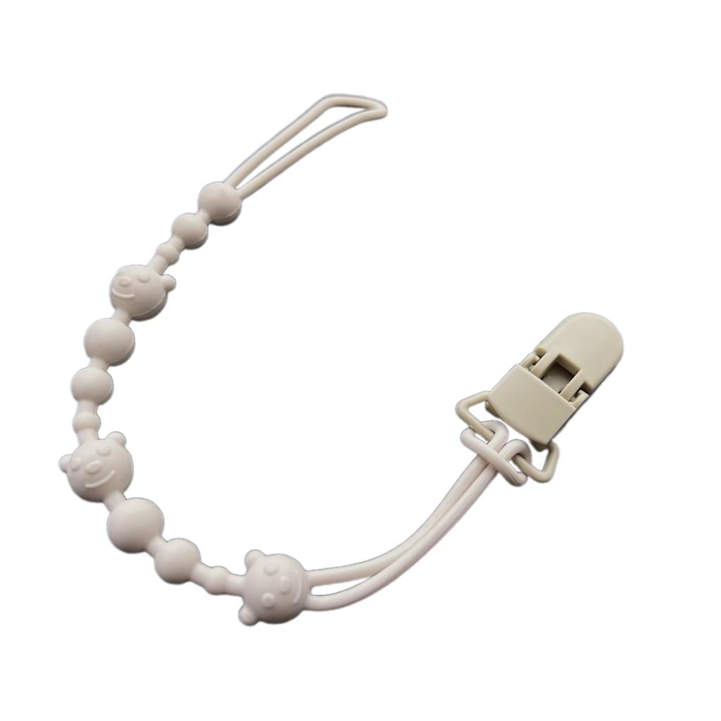Practical Silicone Pacifier Chain Bear Pattern Pacifier Clip Food Grade Silicone Baby Pacifier Clip for Teething Infants