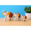 Paper Mache Handcrafted Set of 3 Elephant Action Showpiece Idols for Home Decor and Gift Purpose(White)