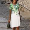 Женская мода лето весна короткий рукав V-образный вырез повседневные платья