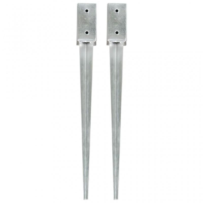 Day and Night - Day and Night Ground Spikes 2 Units Silver Galvanized Steel 7x7x75 Cm