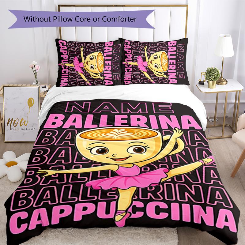 3pcs Custom Name Cartoon Italian Brainrot animal Bedding Set Duvet Cover Closure Includes 1 Duvet Cover & 2 Pillowcases for All Seasons Bedroom Decor
