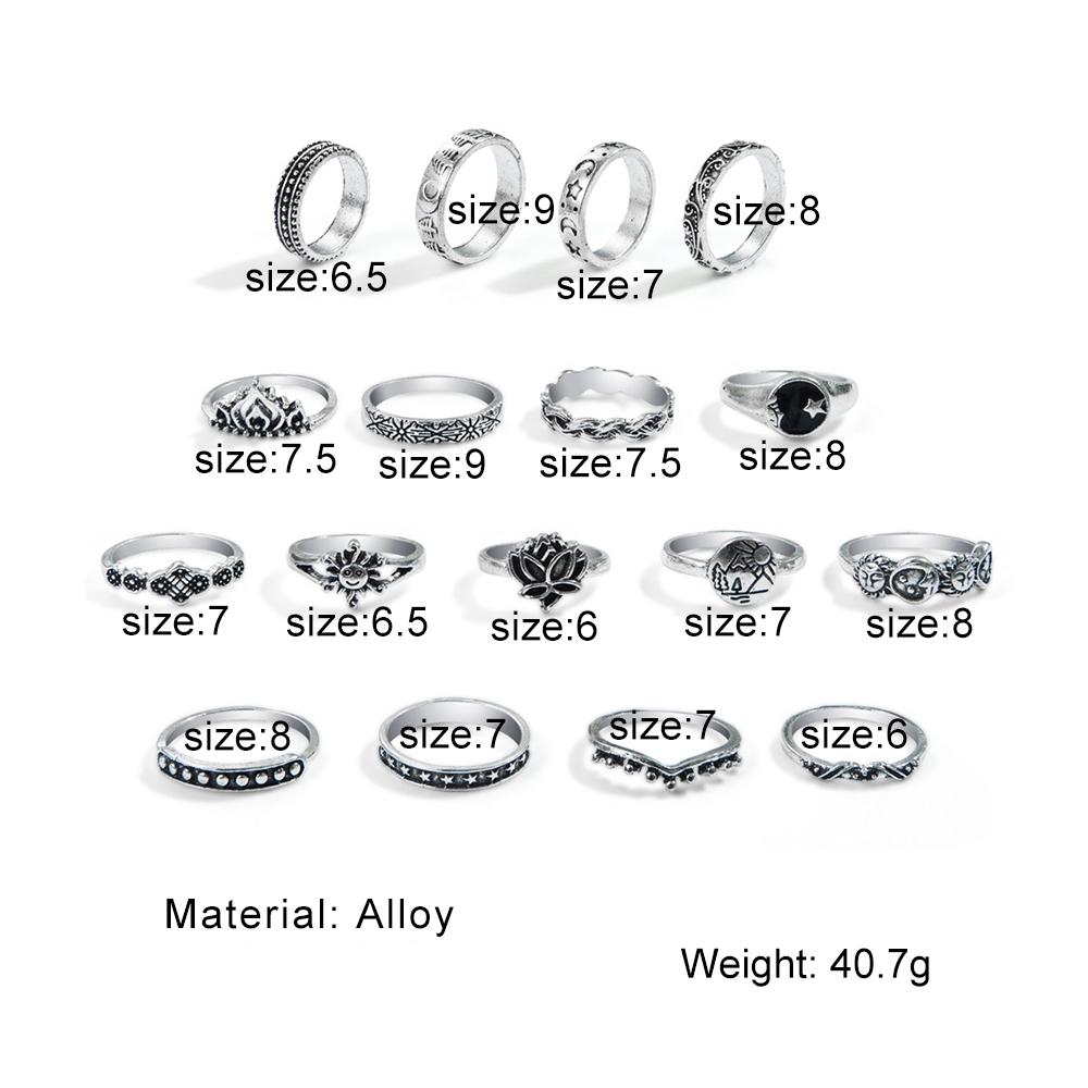 Кольцо с цветочной звездой, 17 шт./компл., женский комплект ретро-ювелирных изделий, подарок