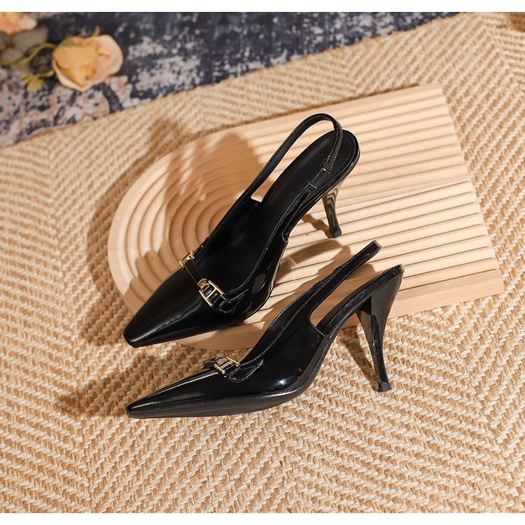 Женские лакированные туфли-лодочки из натуральной кожи с квадратным носком на тонком высоком каблуке с металлическими украшениями, женская модная карьерная обувь, лето 40