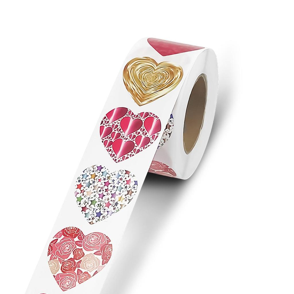 1 Roll Valentine Love Heart Sticker Scrapbooking Adhesive Sparkling Sticker For Gift And Letters Wrapping and Crafting