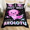 Cartoon Axolotl Duvet Cover Full For Kids Boys Girls Toddlers Kawaii Axolotl Bedding Set Cute Sea Weed Coastal Comforter Cover