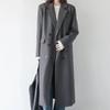 Women's Popular British Retro High-End Gray Extended-Length Blazer-Style Trench Coat Autumn Winter Woolen Coat