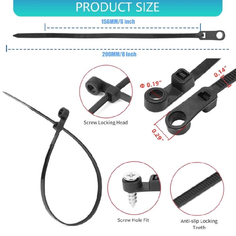100PCS Nylon Cable Management Tie Buckles Automatic Locking Feature 4.8mm Hole Diameter for Dependable Organization Needs