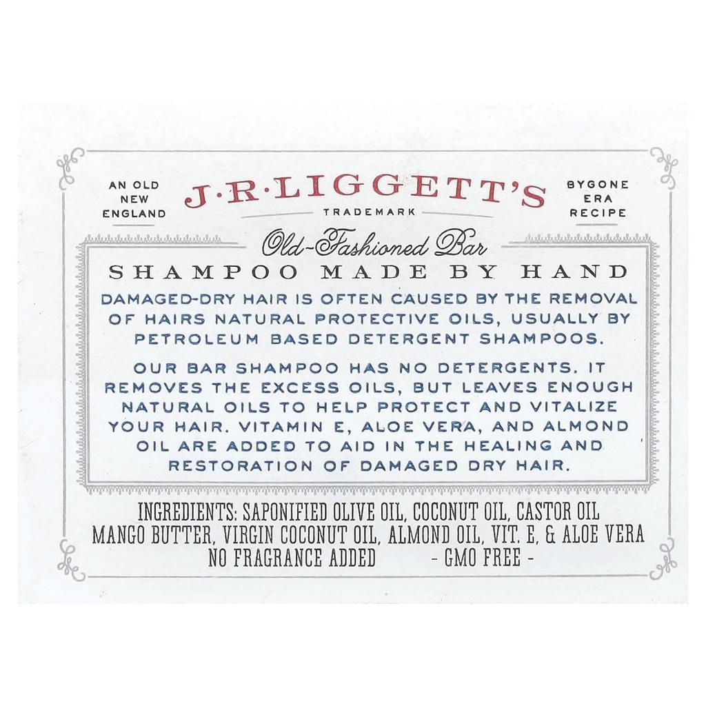 Дж.Р.. Liggett's, Шампунь-брусок «Старомодный», Формула для поврежденных волос, 3,5 унции (99 г)
