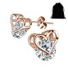 Серьги Zoomers Совместимы с аллергией на металлы, цирконий, бриллиант, сердце, розовое золото, серебро 925, простые, свадебные, женские, официальный, вечерний, подарок