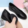 Work Shoes Women's Black Flat-soled Soft-soled Thick-heeled Leather Shoes Professional Work Interview Hotel Non-slip Flight Attendant Comfortable