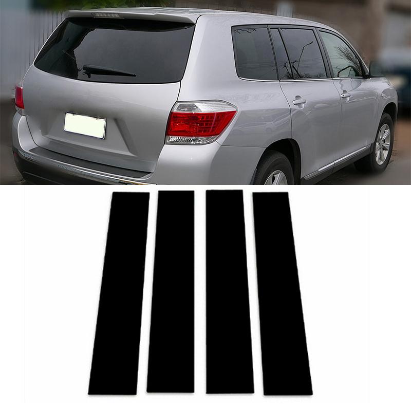 4pcs/set For Toyota Highlander 2008-2013 Car Pillar Posts Door Window Trim Cover Panel Stickers Styling Accessories Exterior Parts