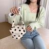Fashionable Polka Dot Color Block Tote Bag Retro Chic Handheld Mommy Bag For Daily Use