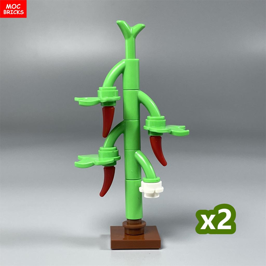 MOC Кубики Поле Овощей Перец Джунгли Озеро Сад Ферма Сцена Растения Сельскохозяйственные Угодья Дом Украшение Строительные Блоки Игрушки для Детей