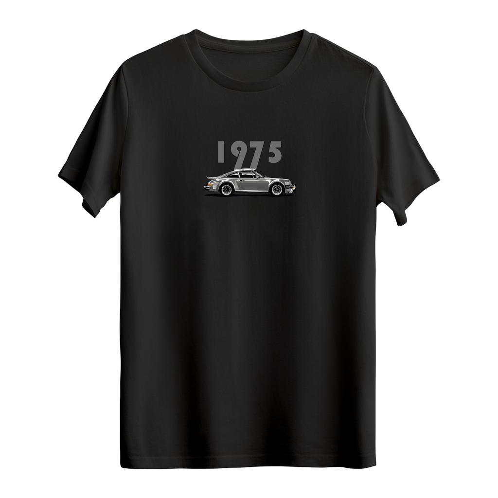 1975 Classic Sports Car Tshirt Unisex Unisex Vintage Retro Automotive Graphic Print Casual Short Sleeve White Tee Tops