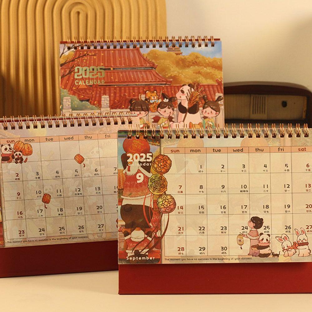 Настольный календарь 2025 года в древнем стиле, Ежемесячный настольный календарь, Товары для дома и офиса
