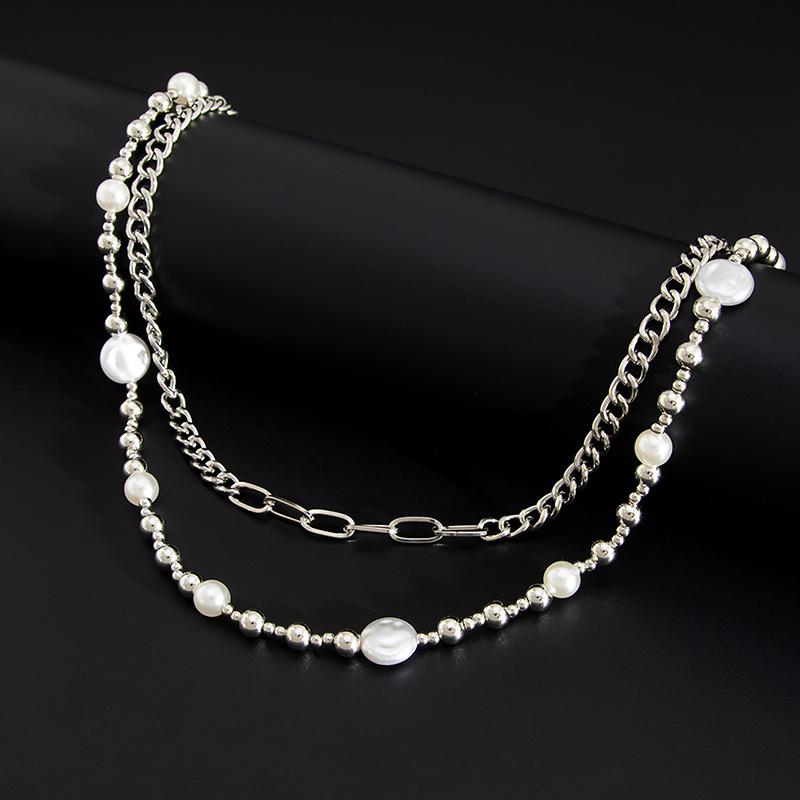 Exquisite Luxury Cross Pendant Imitation Pearl Pants Chain For Men Punk Trousers Chain Hip Hop Jeans Chain Clothing Accessories