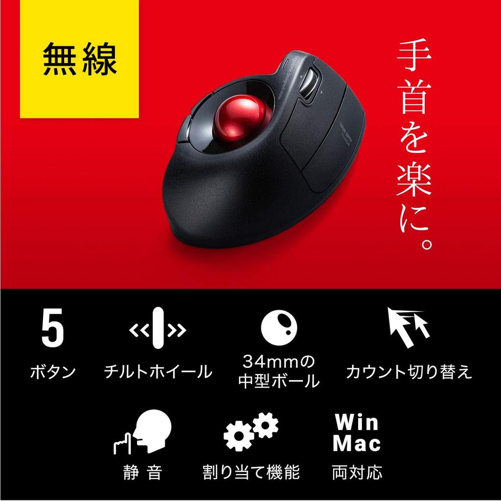 SANWA SUPPLY Беспроводной эргономичный трекбол MA-WTB178BK