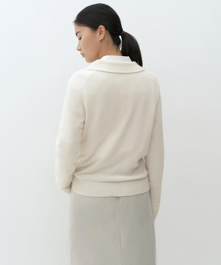 MUSINSA СТАНДАРТ ЖЕНЩИНА [Victoria Wool] Женский вязаный кардиган с воротником [Кремовый]