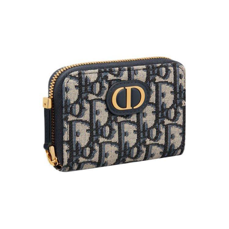 Dior 30 Montaigne Печатный Вышитый Кошелек на Молнии Держатель для Карт Тканевый Маленький Кошелек Женский кошелек Синий S2155UTZQ-M928