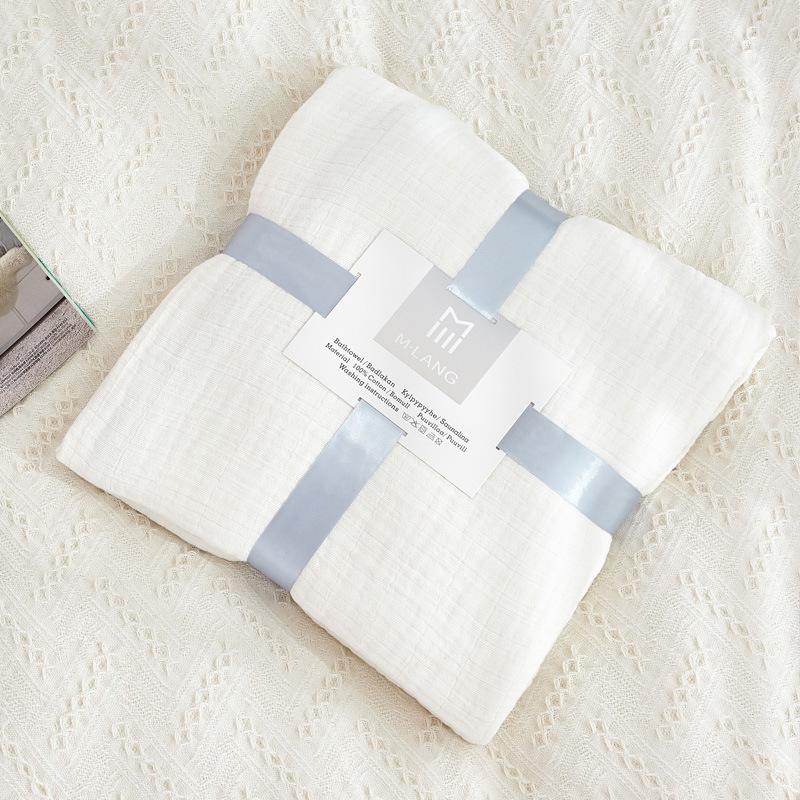 Colorful Muslin Gauze Blanket Solid Washing Cotton Wrinkle Summer Double Bed Cover Quilts Decorate Bedspread On The Beds 200*230