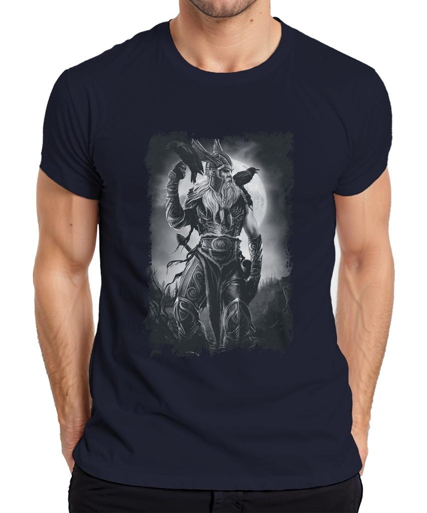 Мужская футболка Viking Warrior Raven Odin Norse Mythology Moon Runes Grunge-