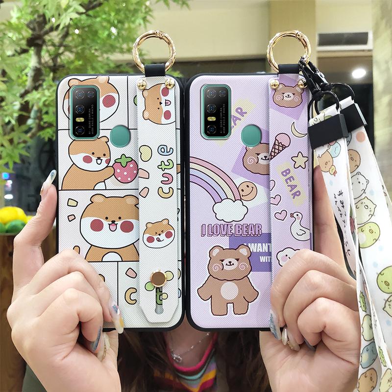 Anti-knock Lanyard Phone Case For Doogee N30 Cartoon Protective Fashion Design Soft Case Phone Holder Shockproof Ring