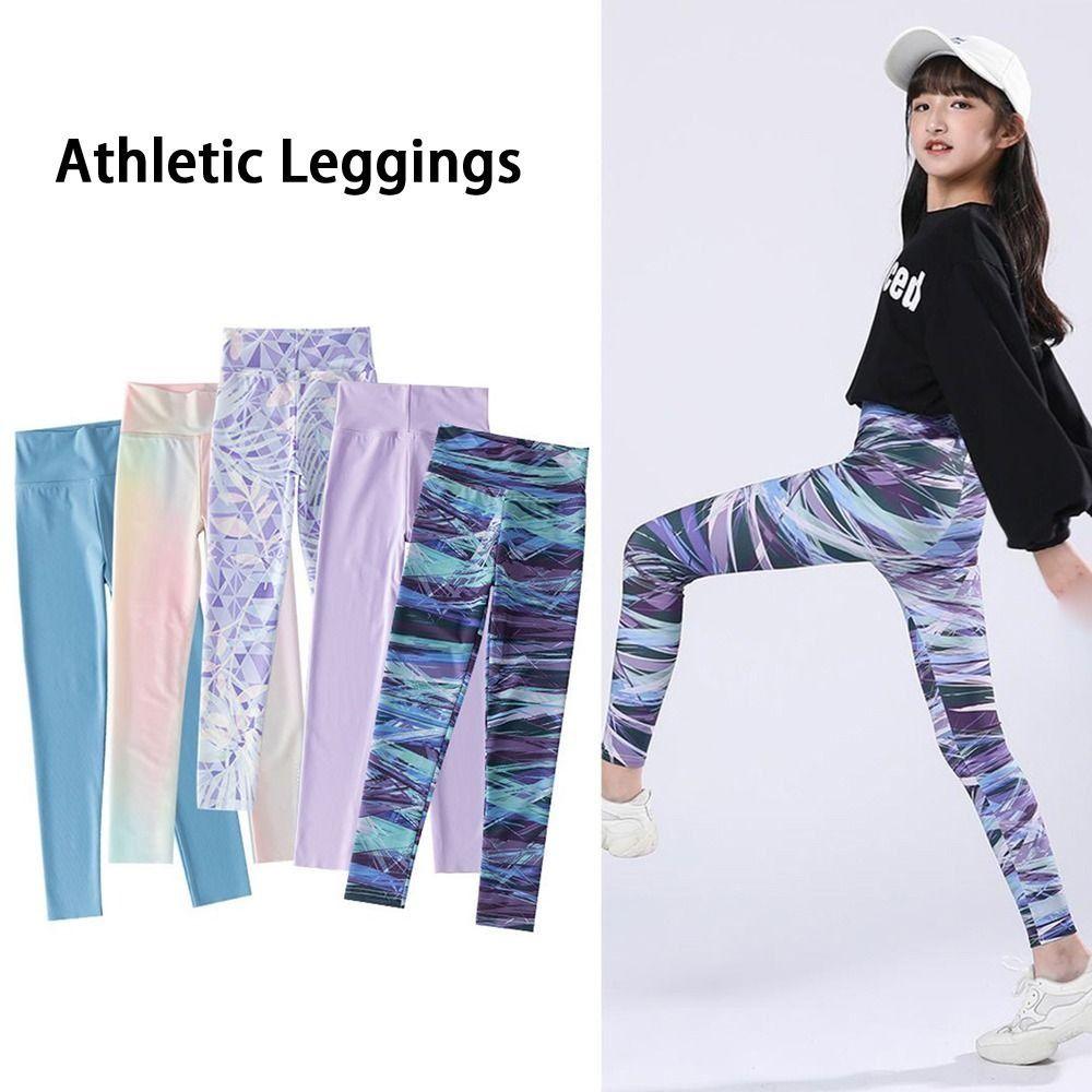 High Rise Girls' Athletic Leggings Quick Drying Running Active Tights Summer