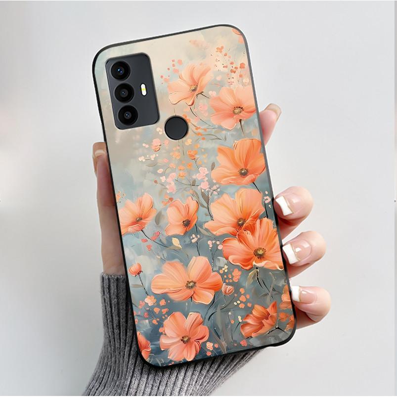 Для TCL 30 SE 30E 306 305 Чехол 6165D 6102H 6102A 6102D Чехол для телефона Модный Черный Мягкий Силиконовый Корпус Бампер с Бабочками и Цветами