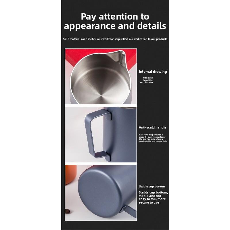 Sharp-mouthed Decorative Pitcher with Thickened 304 Stainless Steel Coffee Frothing Cup - Professional Coffee Machine Milk Frothing Cup