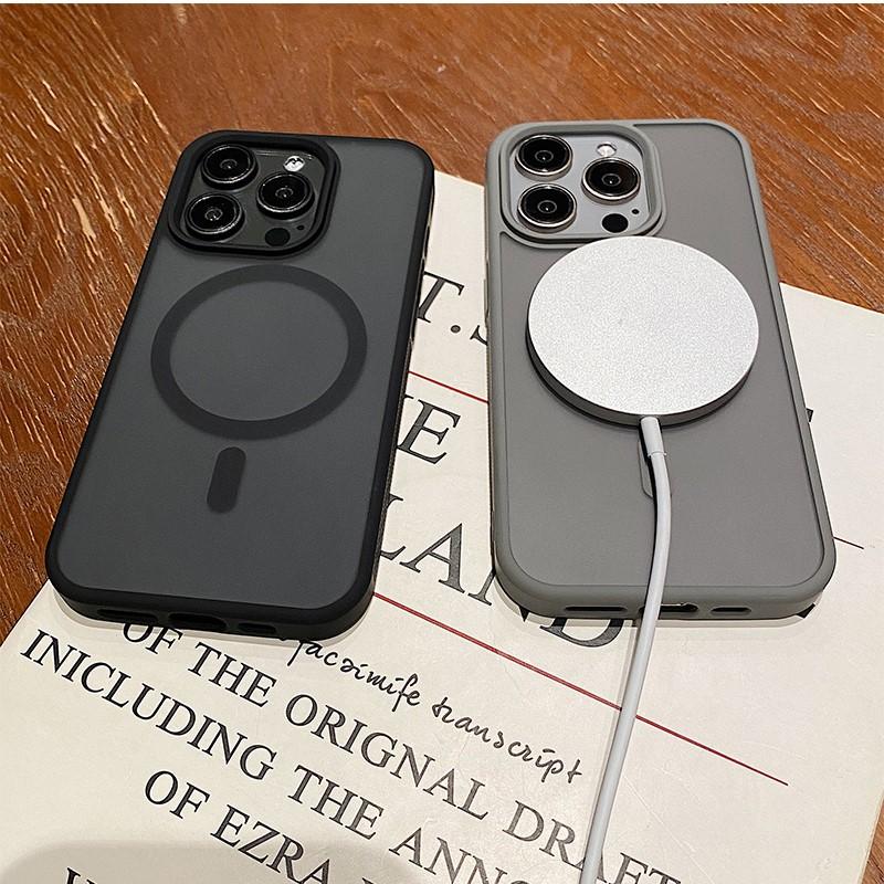 For Magsafe Matte Armor Magnetic Wireless Charging Case For iPhone 11 12 13 14 15 16 Pro Max Plus Shockproof Translucent Cover