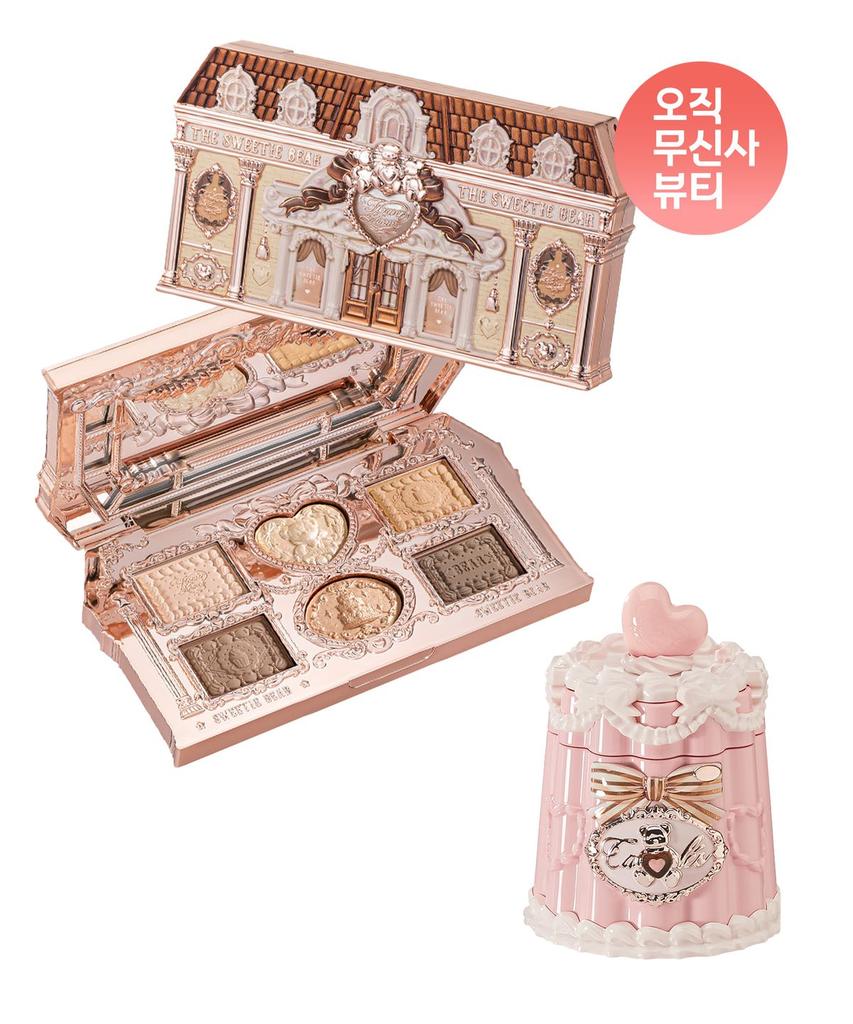 Коллекция мишек Sweetie 6-цветная палетка для макияжа + Покрывающий гелевый блеск для губ
