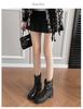 2024 Autumn/Winter Western Retro Women's Pleated Mid-Calf Boots with Thick Heels In Popular Style.