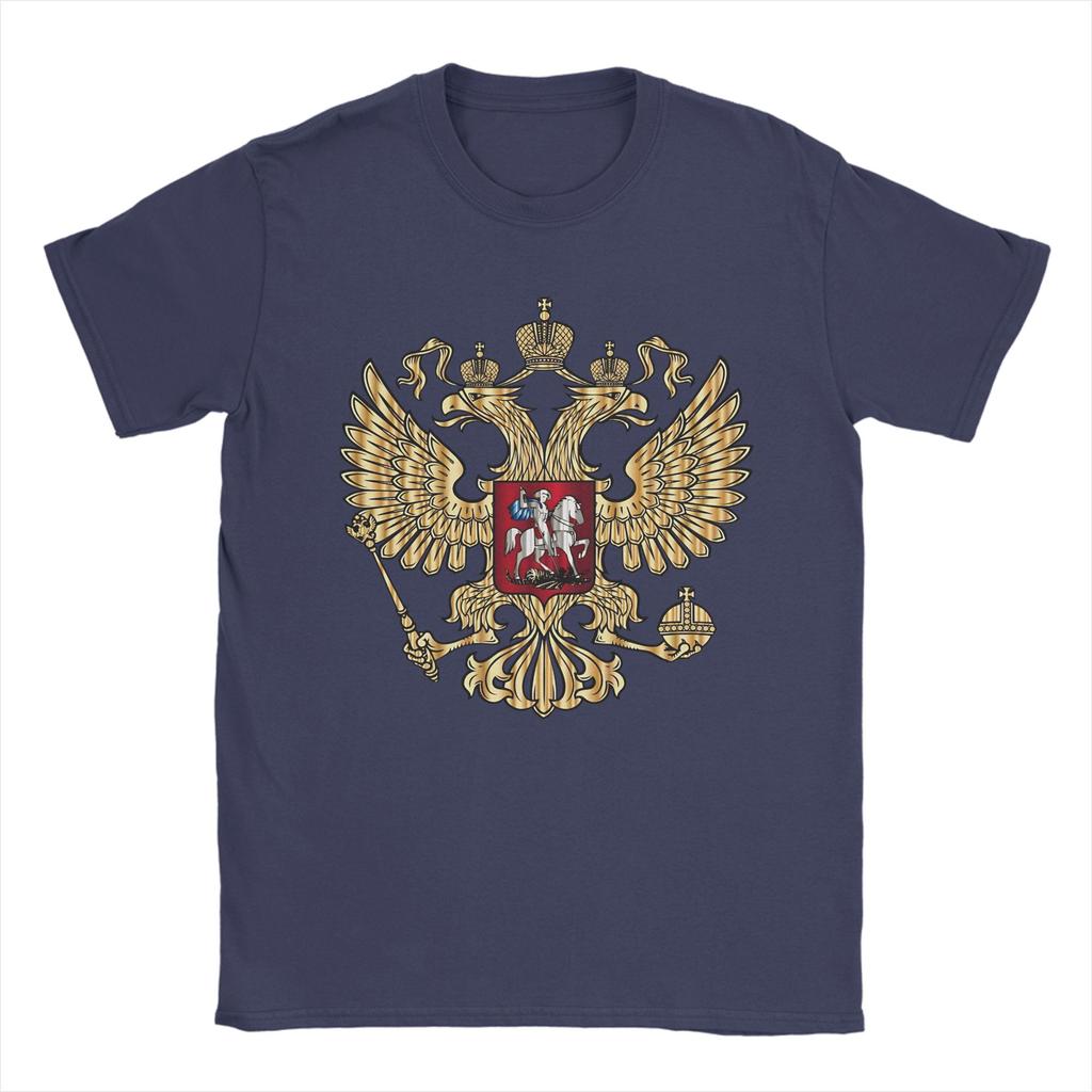 Russian Coat of Arms TShirts Men Russia Emblem  Novelty Pure Cotton Tee Shirt Crew Neck Short Sleeve T Shirts Printed Tops