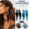 Bohemian Long Tassel Feather Earrings Twist Leaf Dangle Women's Earrings  Bride