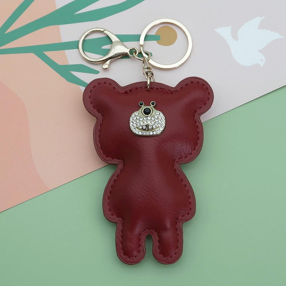 Fashion PU Leather Embroidery Bear Hanger Cute Heart Bears Bag Pendant  Backpack Decoration