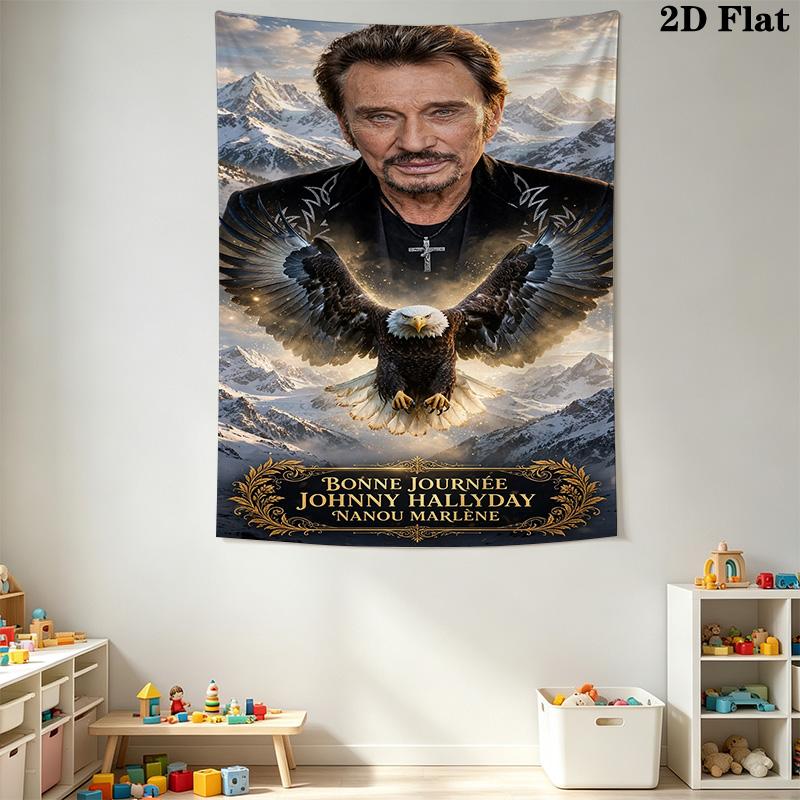 Johnny Hallyday'S Legacy Lives Tapestry Background Cloth Fashion Print Homestay Soft Decoration Tapestry Background Wall Hanging Cloth