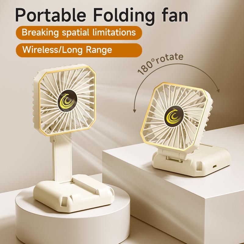 MINI Fan Foldable Desktop Fan Third Gear Adjustable Neck Fans Portable USB Recharge Outdoor Air Conditioner with Phone Holder