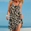 Женское пляжное платье Пляжная одежда Мини-платье Камуфляжный узор Принт Повседневное современное платье Без рукавов Свободный крой Повседневное для улицы Розовый Синий Лето