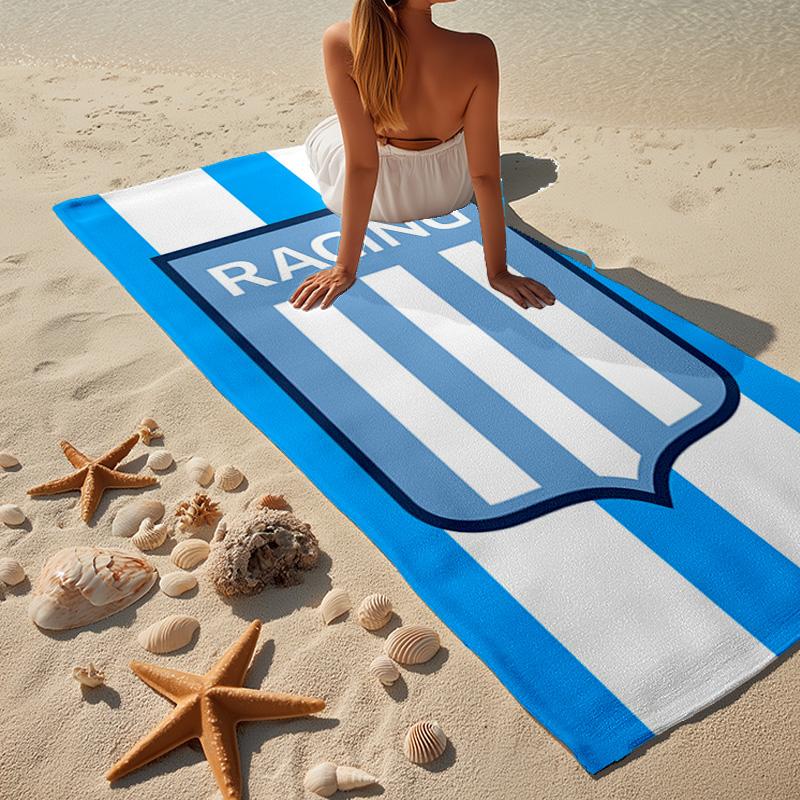 Racing Team Emblem Microfiber Beach Towel, Lightweight And Quick-Dry, for Summer Travel, Beach Essential, Swimming Pool