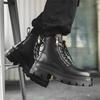 Martin boots men's thick-soled heightening tooling British style high-top leather boots men's locomotive side zipper short boots 70022-J